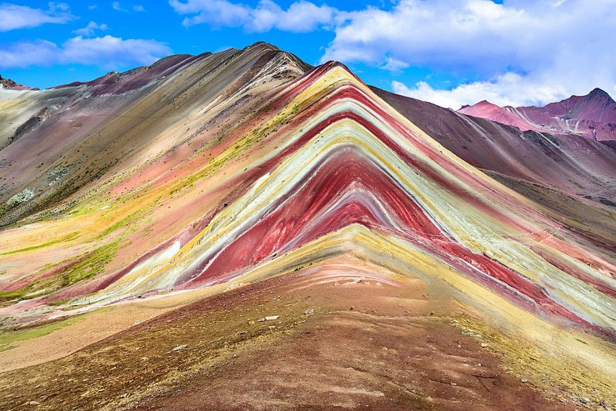 Vinicunca Peru - Rainbow Mountain (5200 m) in Andes Cordillera de los Andes Cusco region in South America.